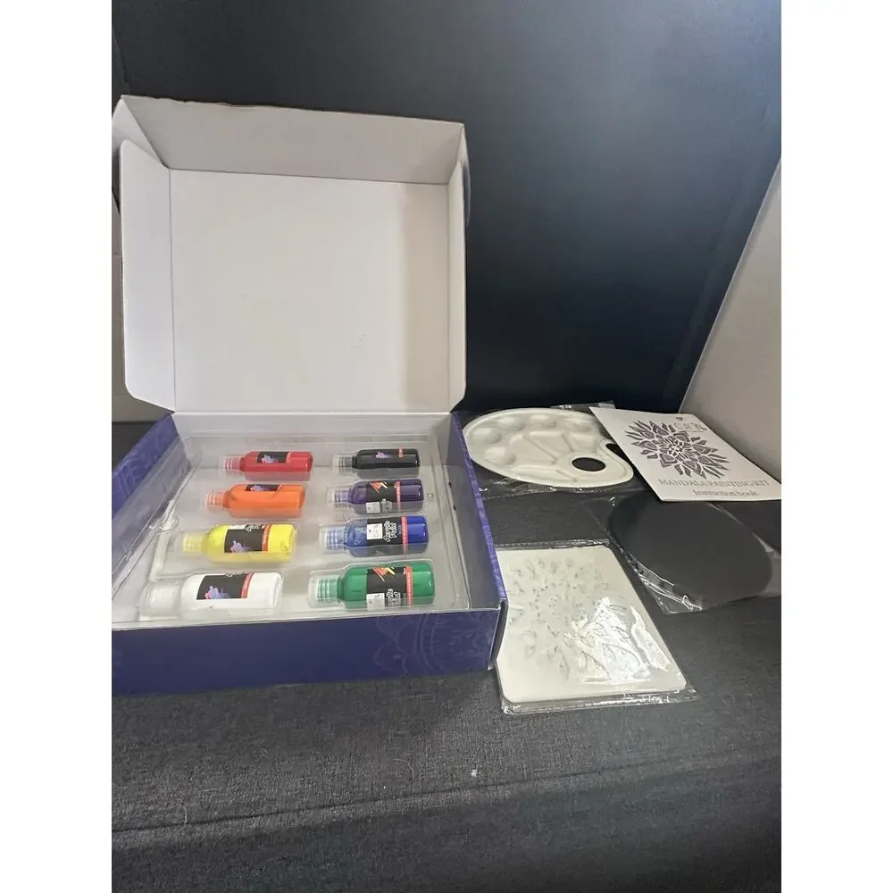 Craft N Mandala Painting Kit Acrylic Paints Stencils INCOMPLETE Art Craft Set
